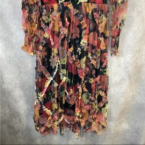 3D Floral Appliqued Evening Gown Cocktail Party Dress Size Medium   Garden Party